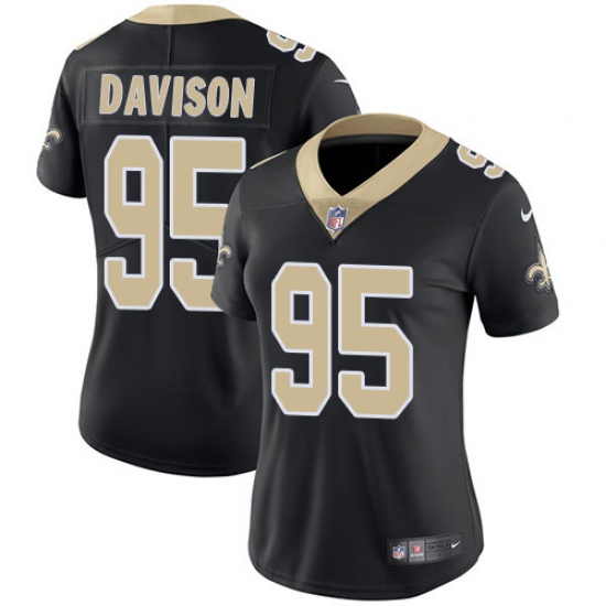 Women's Nike New Orleans Saints #95 Tyeler Davison Black Team Color Vapor Untouchable Limited Player NFL Jersey - Ujersey