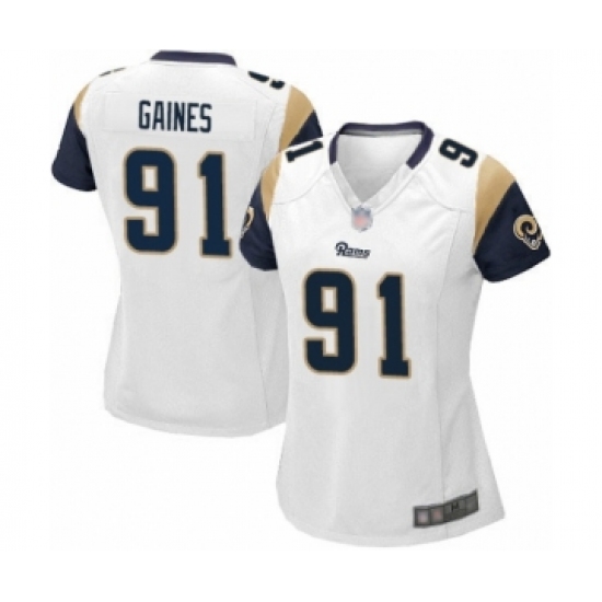 Women's Los Angeles Rams #91 Greg Gaines Game White Football Jersey - Ujersey