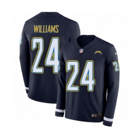 Youth Nike Los Angeles Chargers #24 Trevor Williams Limited Navy Blue Therma Long Sleeve NFL Jersey - Ujersey