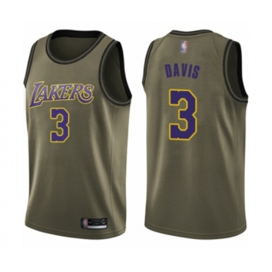 Men's Los Angeles Lakers #3 Anthony Davis Swingman Green Salute to Service Basketball Jersey - Ujersey