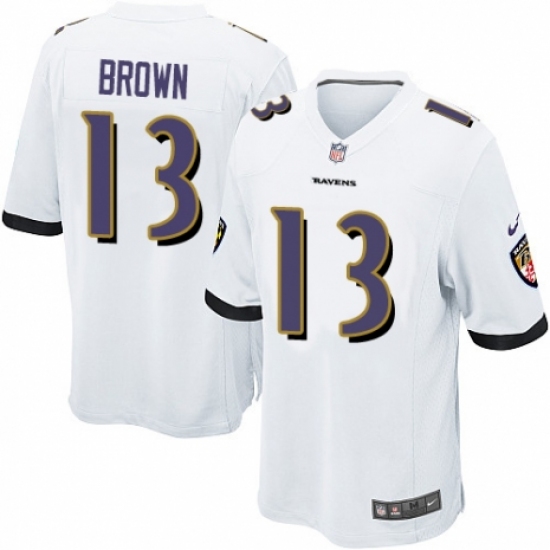 Men's Nike Baltimore Ravens #13 John Brown Game White NFL Jersey - Ujersey
