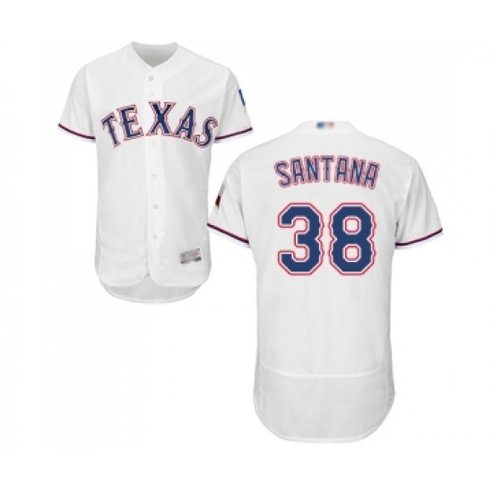 Men's Texas Rangers #38 Danny Santana White Home Flex Base Authentic Collection Baseball Jersey - Ujersey