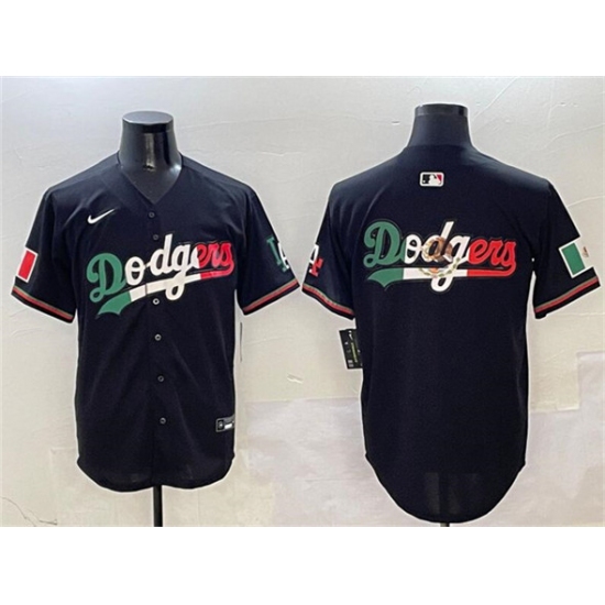 Men's Los Angeles Dodgers Team Big Logo Black Mexico Flag Limited Stitched Baseball Jersey - Ujersey