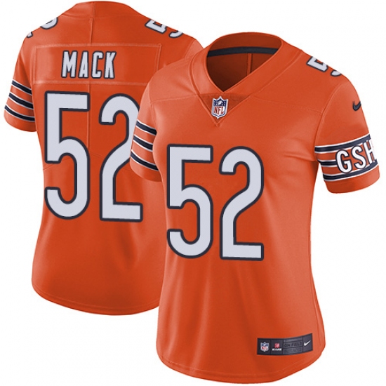 Women's Nike Chicago Bears #52 Khalil Mack Orange Alternate Vapor Untouchable Limited Player NFL Jersey - Ujersey