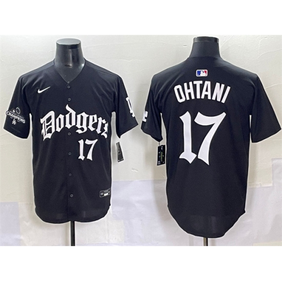 Men's Los Angeles Dodgers #17 Shohei Ohtani Black 2025 LA Gothic Style With 2024 World Series Champions Vapor Premier Limited Stitched Baseball Jersey - Ujersey