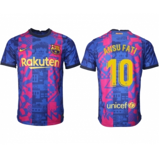 Men's 2021-2022 Club Barcelona blue training suit aaa version 10 Soccer Jersey