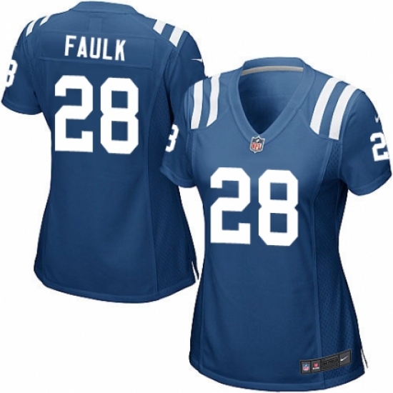 Women's Nike Indianapolis Colts #28 Marshall Faulk Game Royal Blue Team Color NFL Jersey - Ujersey