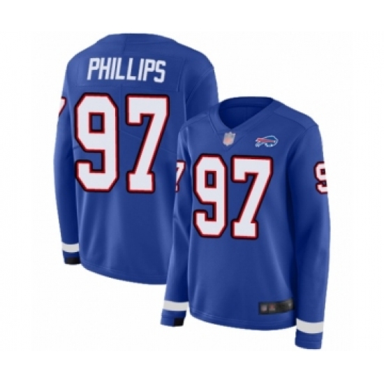 Women's Buffalo Bills #97 Jordan Phillips Limited Royal Blue Therma Long Sleeve Football Jersey - Ujersey