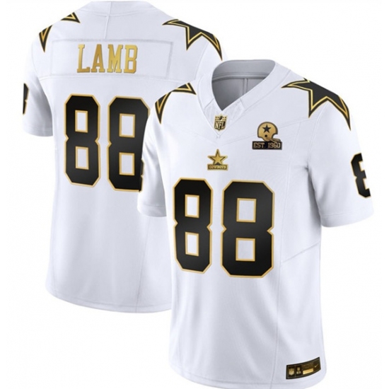 Men's Dallas Cowboys #88 CeeDee Lamb White Gold F.U.S.E. With Established In 1960 Vapor Limited Football Stitched Jersey - Ujersey