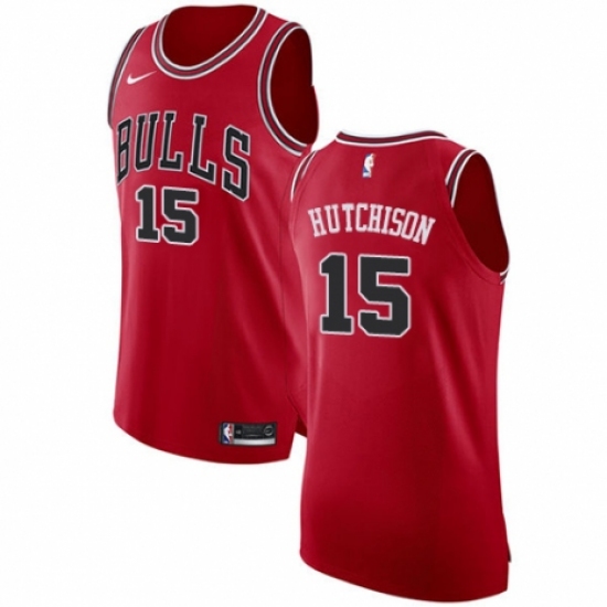 Men's Nike Chicago Bulls #15 Chandler Hutchison Authentic Red NBA Jersey - Icon Edition - Ujersey