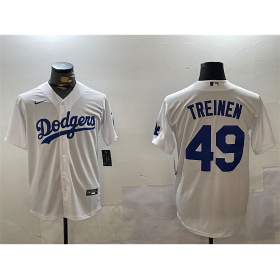 Men's Los Angeles Dodgers #49 Blake Treinen White Cool Base Stitched Baseball Jersey - Ujersey