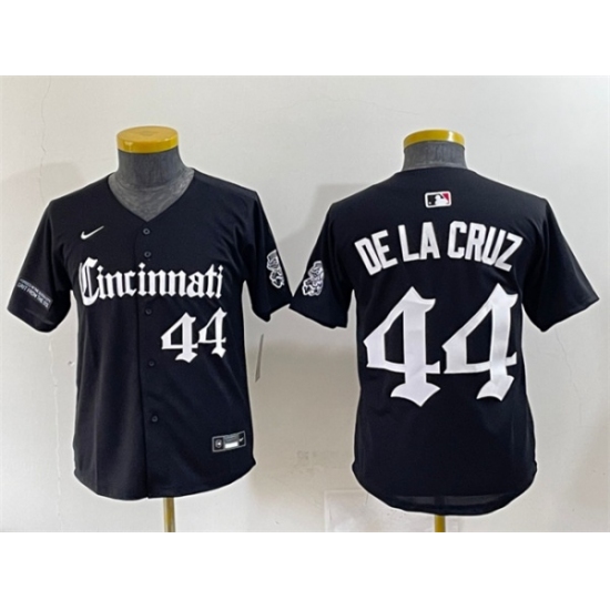 Youth Cincinnati Reds #44 Elly De La Cruz Black 'Gothic Queen City Edition' Vapor Premier Limited Stitched Baseball Jersey - Ujersey
