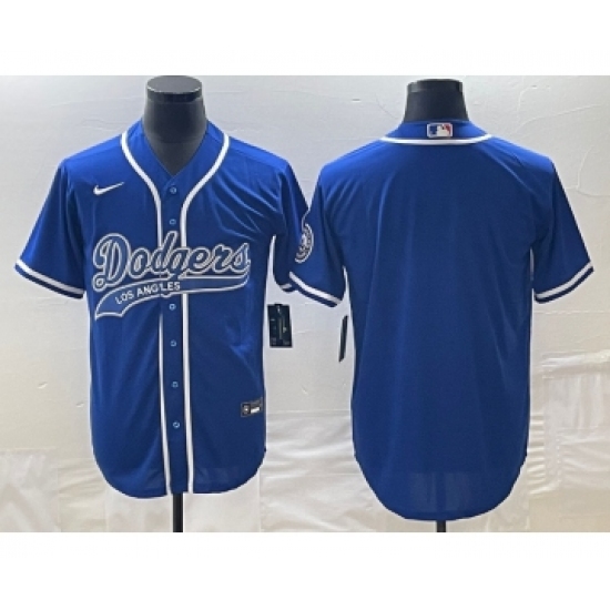 Men's Los Angeles Dodgers Blue Blank Cool Base Stitched Baseball Jersey - Ujersey