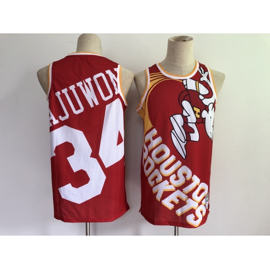 Men's Houston Rockets #34 Hakeem Olajuwon Red Big Face-2.0 Jersey - Ujersey