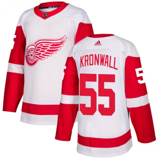 Men's Adidas Detroit Red Wings #55 Niklas Kronwall Authentic White Away NHL Jersey - Ujersey
