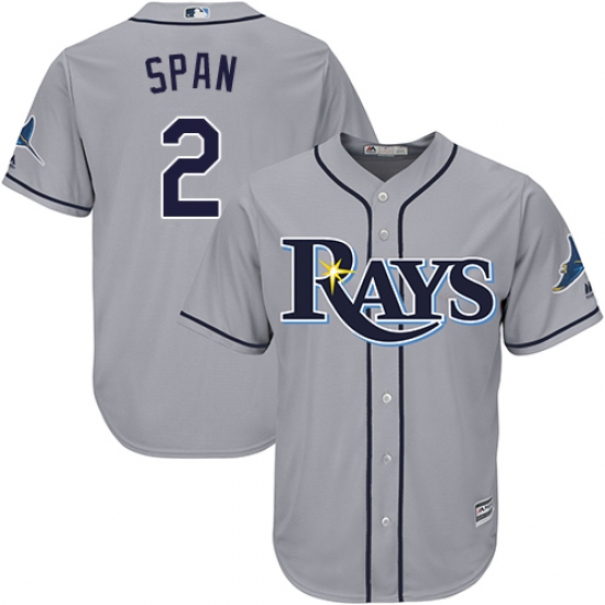 Youth Majestic Tampa Bay Rays #2 Denard Span Authentic Grey Road Cool Base MLB Jersey - Ujersey