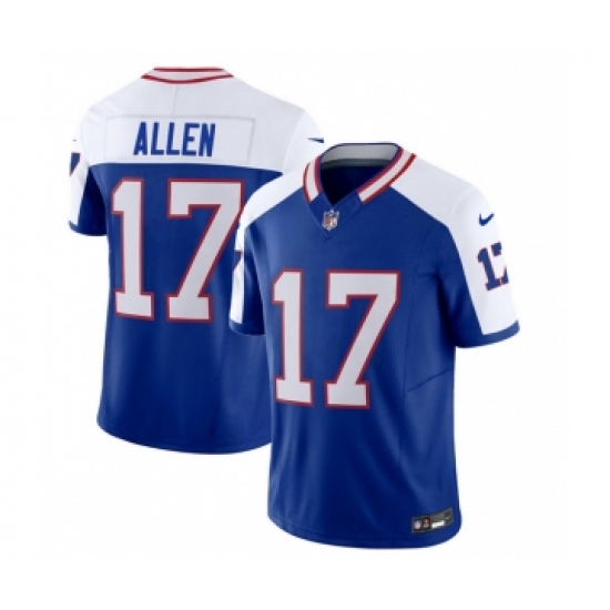 Men's Nike Buffalo Bills #17 Josh Allen Blue White 2023 F.U.S.E. Throwback Vapor Untouchable Limited Football Stitched Jersey - Ujersey