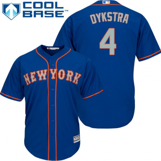 Youth Majestic New York Mets #4 Lenny Dykstra Authentic Royal Blue Alternate Road Cool Base MLB Jersey - Ujersey