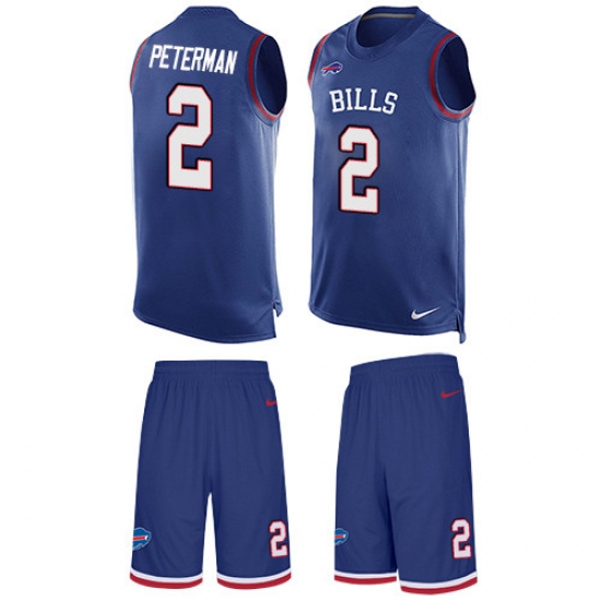 Men's Nike Buffalo Bills #2 Nathan Peterman Limited Royal Blue Tank Top Suit NFL Jersey - Ujersey