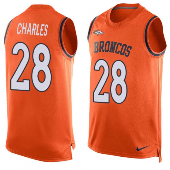 Men's Nike Denver Broncos #28 Jamaal Charles Limited Orange Player Name & Number Tank Top NFL Jersey - Ujersey