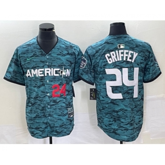 Men's Nike Seattle Mariners #24 Ken Griffey Number Teal 2023 All Star Cool Base Stitched Jersey1 - Ujersey