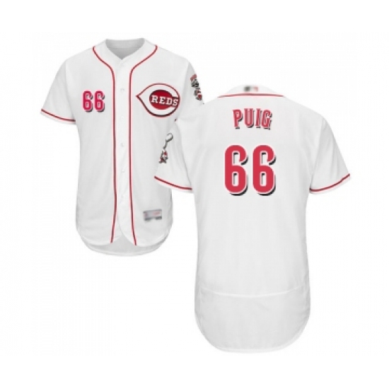 Men's Cincinnati Reds #66 Yasiel Puig White Home Flex Base Authentic Collection Baseball Jersey - Ujersey