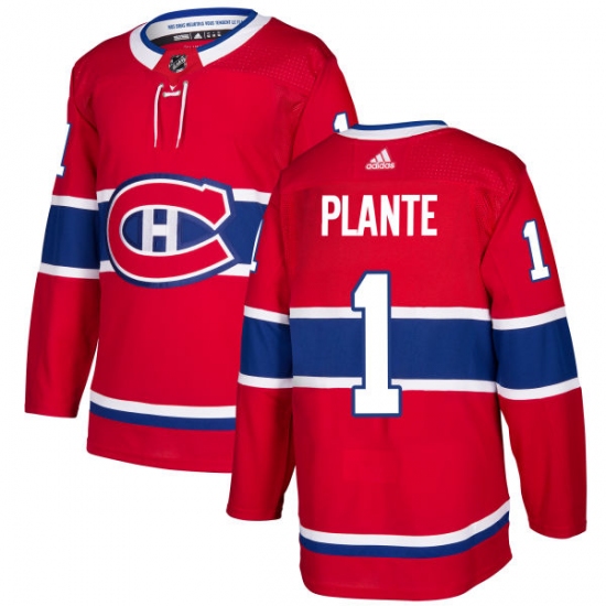 Men's Adidas Montreal Canadiens #1 Jacques Plante Premier Red Home NHL Jersey - Ujersey