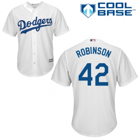Men's Majestic Los Angeles Dodgers #42 Jackie Robinson Replica White Home Cool Base MLB Jersey - Ujersey