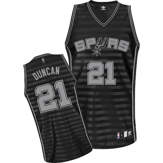 Men's Adidas San Antonio Spurs #21 Tim Duncan Authentic Black/Grey Groove NBA Jersey - Ujersey