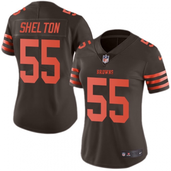 Women's Nike Cleveland Browns #55 Danny Shelton Limited Brown Rush Vapor Untouchable NFL Jersey - Ujersey