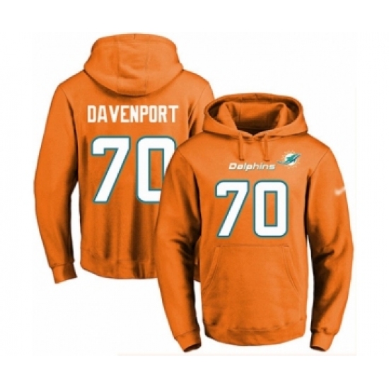 Football Men's Miami Dolphins #70 Julie'n Davenport Orange Name & Number Pullover Hoodie - Ujersey