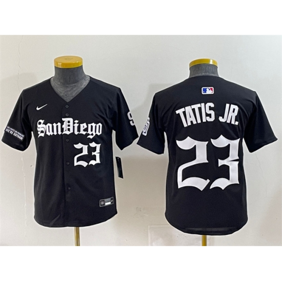 Youth San Diego Padres #23 Fernando Tatis Jr. Black Gothic Edition Vapor Limited Stitched Baseball Jersey - Ujersey