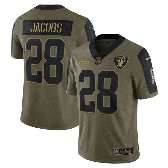 Men's Las Vegas Raiders #28 Josh Jacobs Nike Olive 2021 Salute To Service Limited Player Jersey - Ujersey