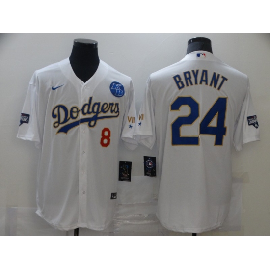 Men's Nike Los Angeles Dodgers #24 Kobe Bryant White Game Champions Authentic Jersey - Ujersey