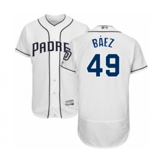 Men's San Diego Padres #49 Michel Baez White Home Flex Base Authentic Collection Baseball Player Jersey