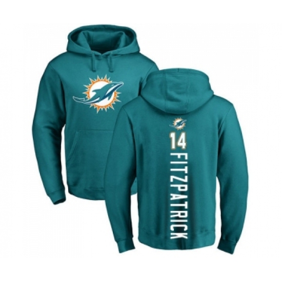 Football Miami Dolphins #14 Ryan Fitzpatrick Aqua Green Backer Pullover Hoodie - Ujersey