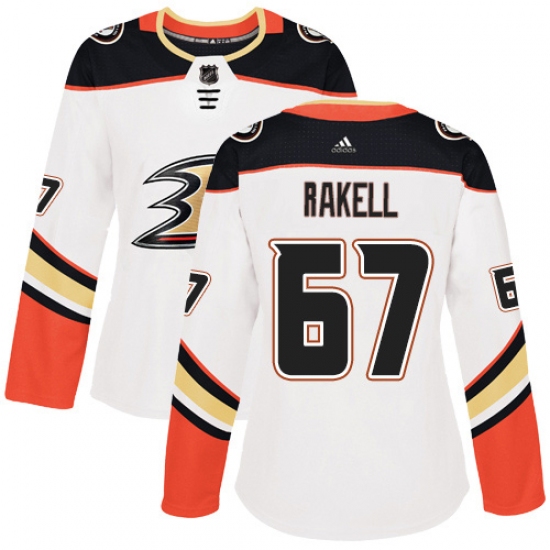 Women's Adidas Anaheim Ducks #67 Rickard Rakell Authentic White Away NHL Jersey - Ujersey