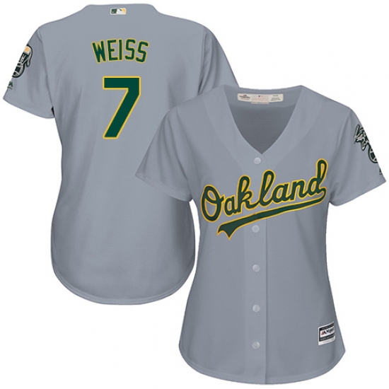 Women's Majestic Oakland Athletics #7 Walt Weiss Replica Grey Road Cool Base MLB Jersey