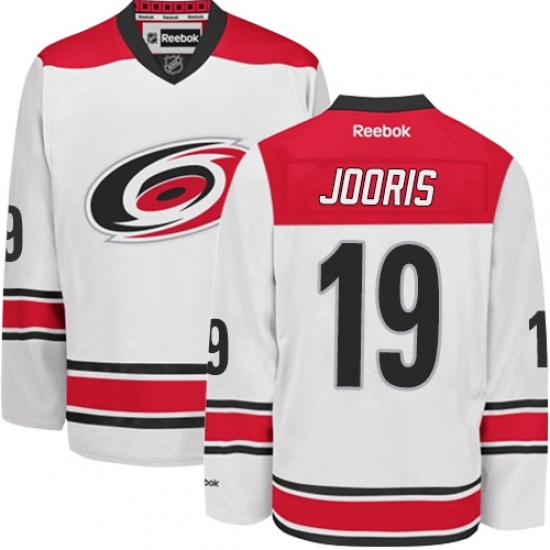 Men's Reebok Carolina Hurricanes #19 Josh Jooris Authentic White Away NHL Jersey - Ujersey