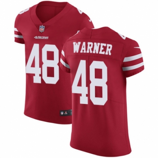 Men's Nike San Francisco 49ers #48 Fred Warner Red Team Color Vapor Untouchable Elite Player NFL Jersey - Ujersey