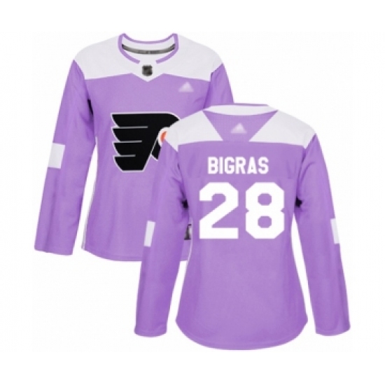 Women's Philadelphia Flyers #28 Chris Bigras Authentic Purple Fights Cancer Practice Hockey Jersey - Ujersey