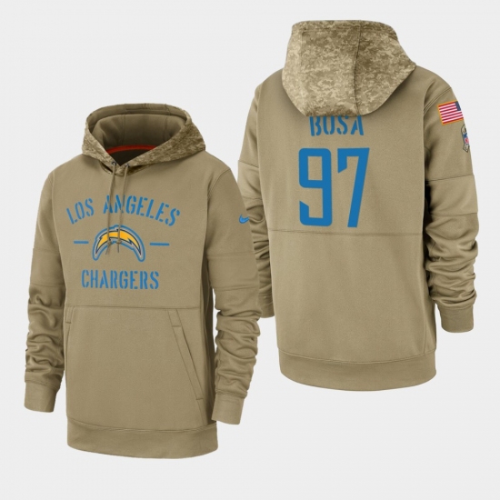 Men's Los Angeles Chargers #97 Joey Bosa 2019 Salute to Service Sideline Therma Pullover Hoodie - Tan - Ujersey