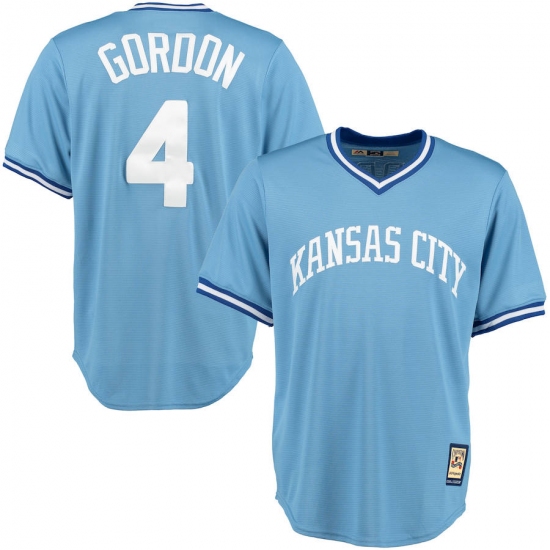 Men's Nike Kansas City Royals #4 Alex Gordon Majestic Cooperstown Collection Cool Base Player Jersey Blue - Ujersey