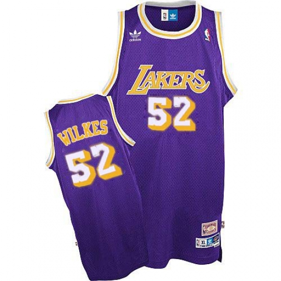 Men's Adidas Los Angeles Lakers #52 Jamaal Wilkes Swingman Purple Throwback NBA Jersey - Ujersey