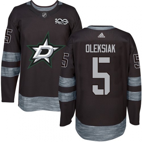 Men's Adidas Dallas Stars #5 Jamie Oleksiak Premier Black 1917-2017 100th Anniversary NHL Jersey