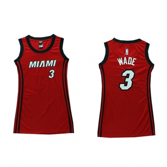 Women's Adidas Miami Heat #3 Dwyane Wade Swingman Red Dress NBA Jersey - Ujersey