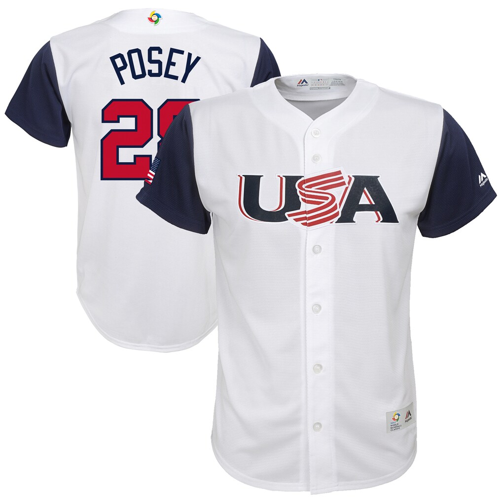 Youth USA Baseball Buster Posey Majestic White 2017 World Baseball Classic Replica Jersey - SUjersey01