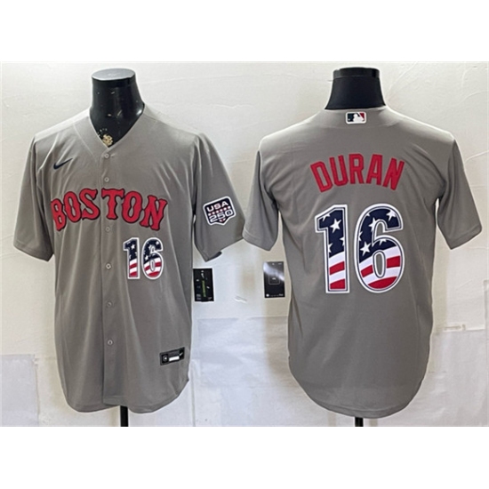 Men's Boston Red Sox #16 Jarren Duran Gray 2026 USA 250 Fourth of July Home Stitched Baseball Jersey - Ujersey