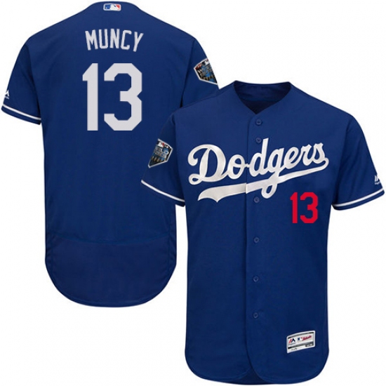 Men's Majestic Los Angeles Dodgers #13 Max Muncy Royal Blue Alternate Flex Base Authentic Collection 2018 World Series MLB Jersey - Ujersey