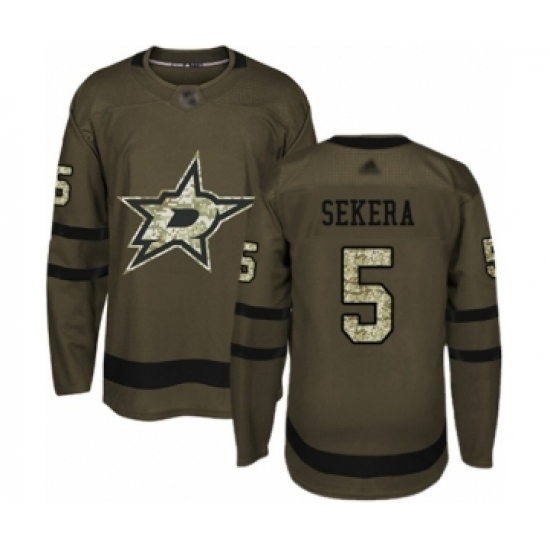 Youth Dallas Stars #5 Andrej Sekera Authentic Green Salute to Service Hockey Jersey - Ujersey